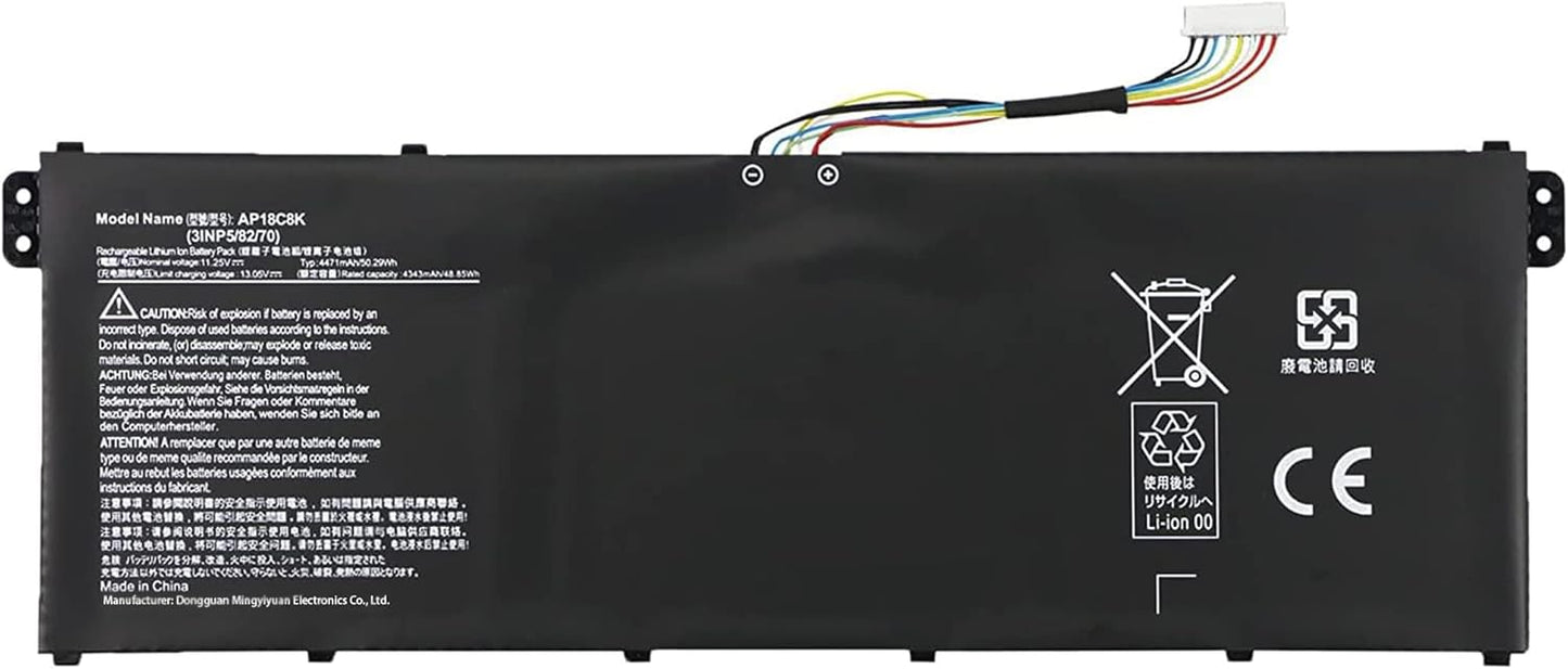 Acer AP18C8K replacement laptop battery 11.25V 50.29Wh with original model markings label
