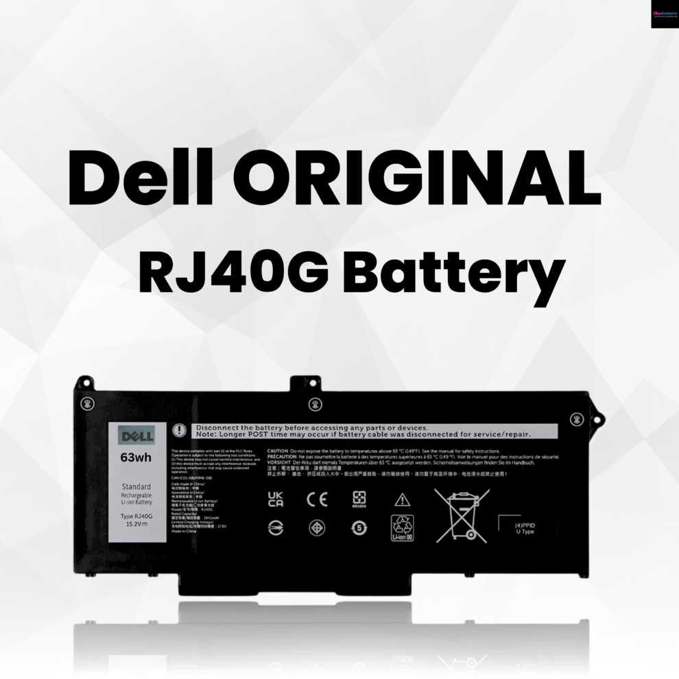Dell Genuine Original RJ40G 15.2V 63Wh 4-Cell Laptop Battery for Latitude 5420, Latitude 5520 & Precision 3560