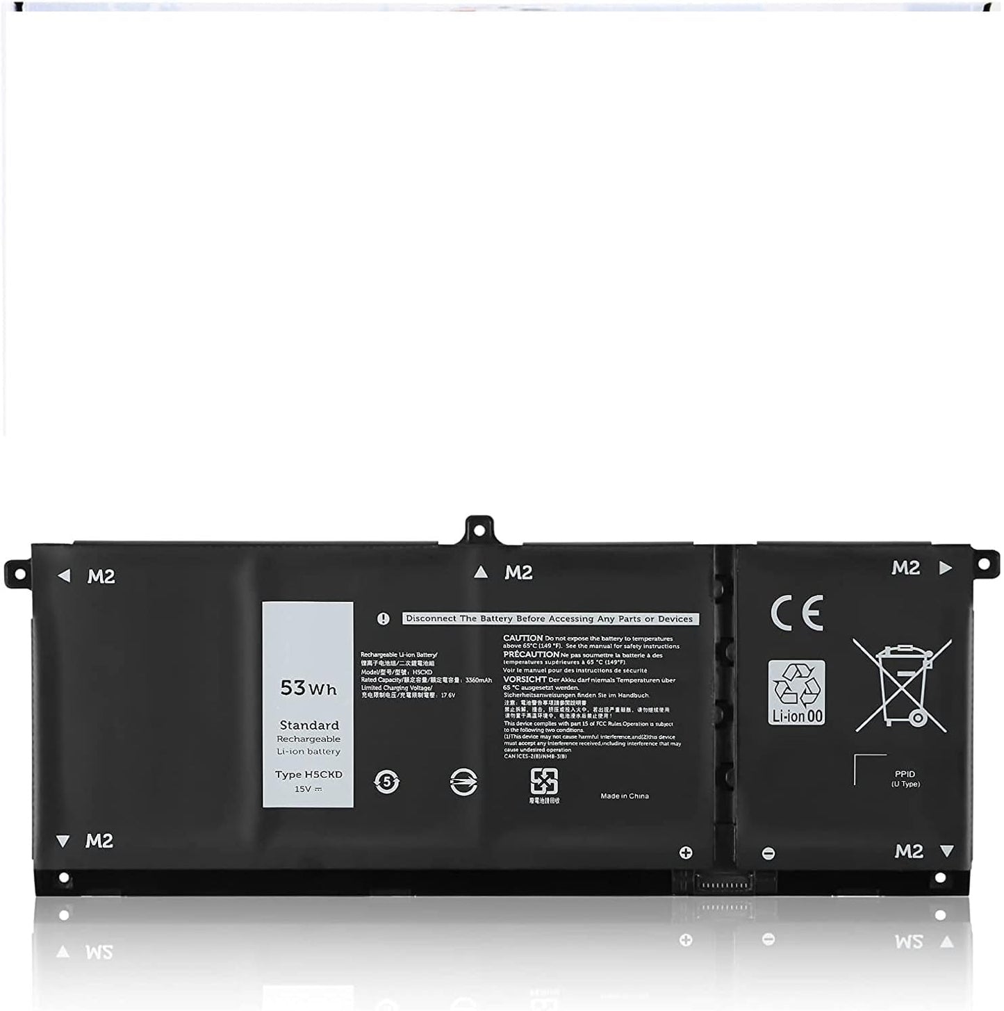 Dell Genuine Original H5CKD 40Wh 11.4V 3-Cell Laptop Battery for Vostro 5300, Latitude 3410, Inspiron 5401