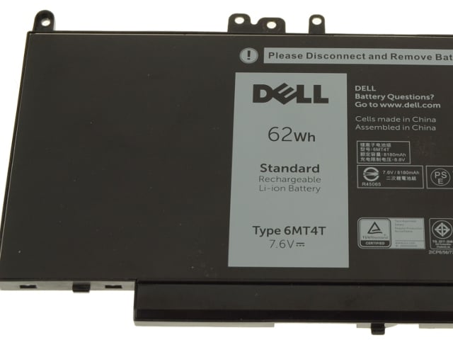 Dell Genuine Original 6MT4T 62Wh 4-Cell Laptop Battery for Latitude E5450, E5470, E5550, E5570, Precision 3510