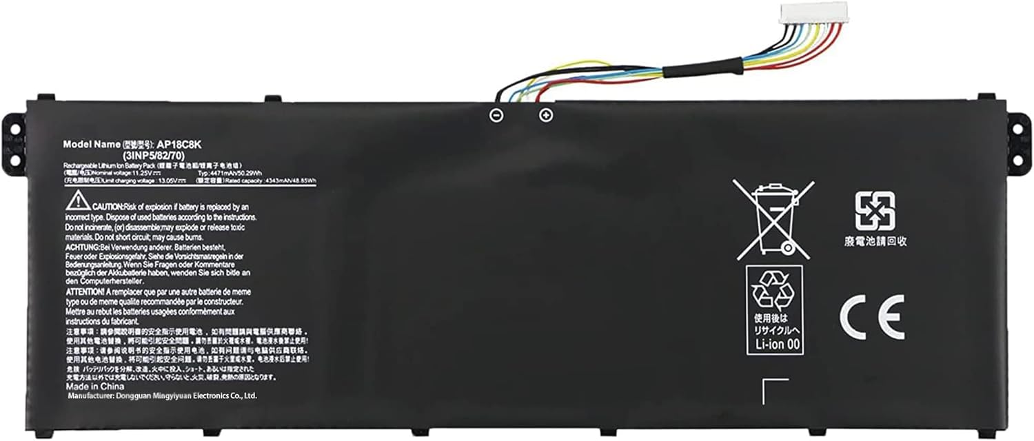 Acer AP18C8K replacement laptop battery 11.25V 50.29Wh with original model markings label