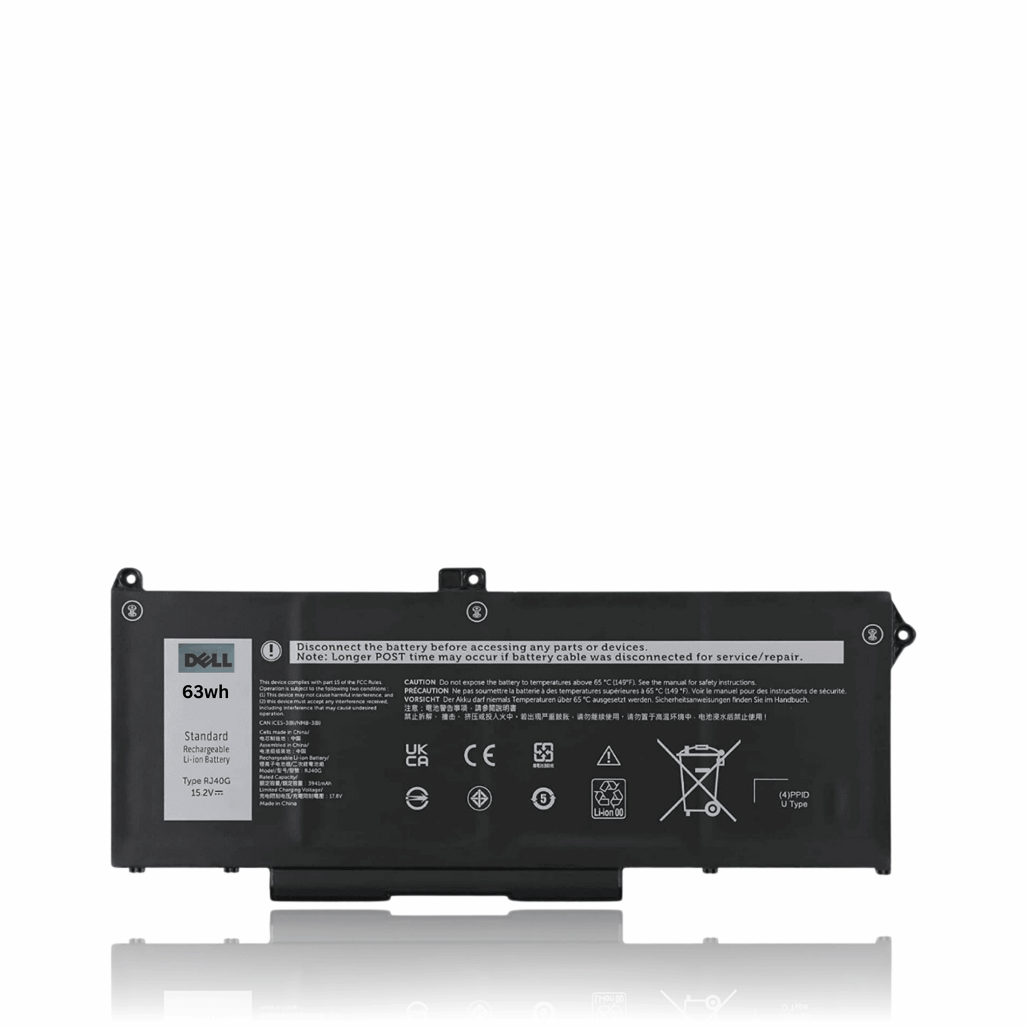 Dell Genuine Original RJ40G 15.2V 63Wh 4-Cell Laptop Battery for Latitude 5420, Latitude 5520 &amp; Precision 3560