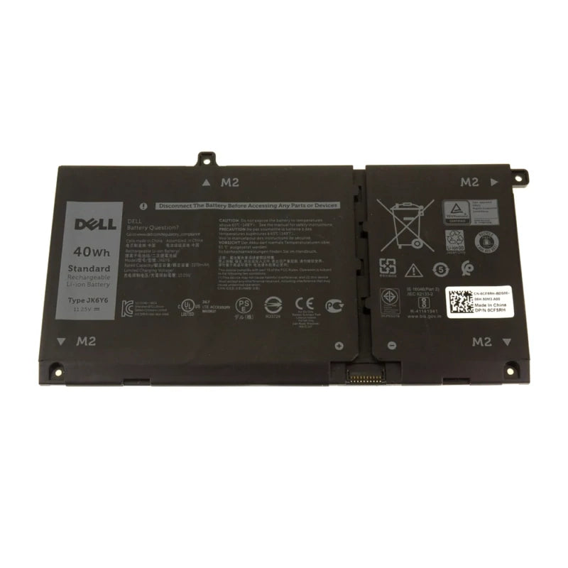 Dell Genuine Original JK6Y6 11.4V 40Wh 3-Cell Laptop Battery for Inspiron 5300, 5401, 5501, Latitude 3410, Vostro 5301